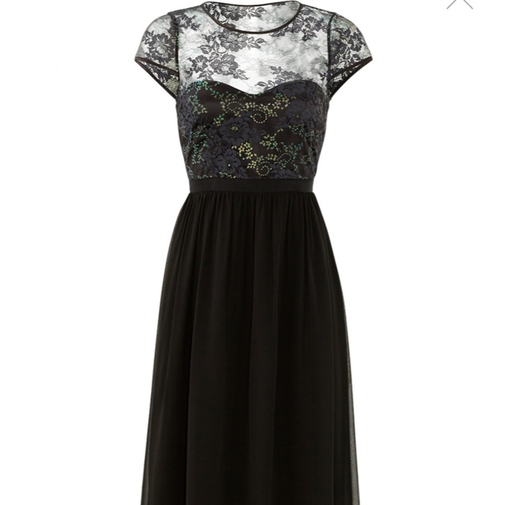 Erin Fetherston black evening gown w embellishment